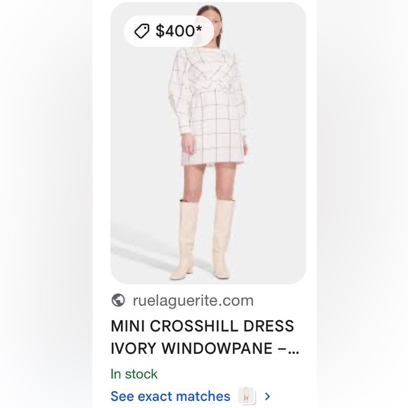 STAUD Cream And Black Windowpane Crosshill Mini Dress - Picture 14 of 14